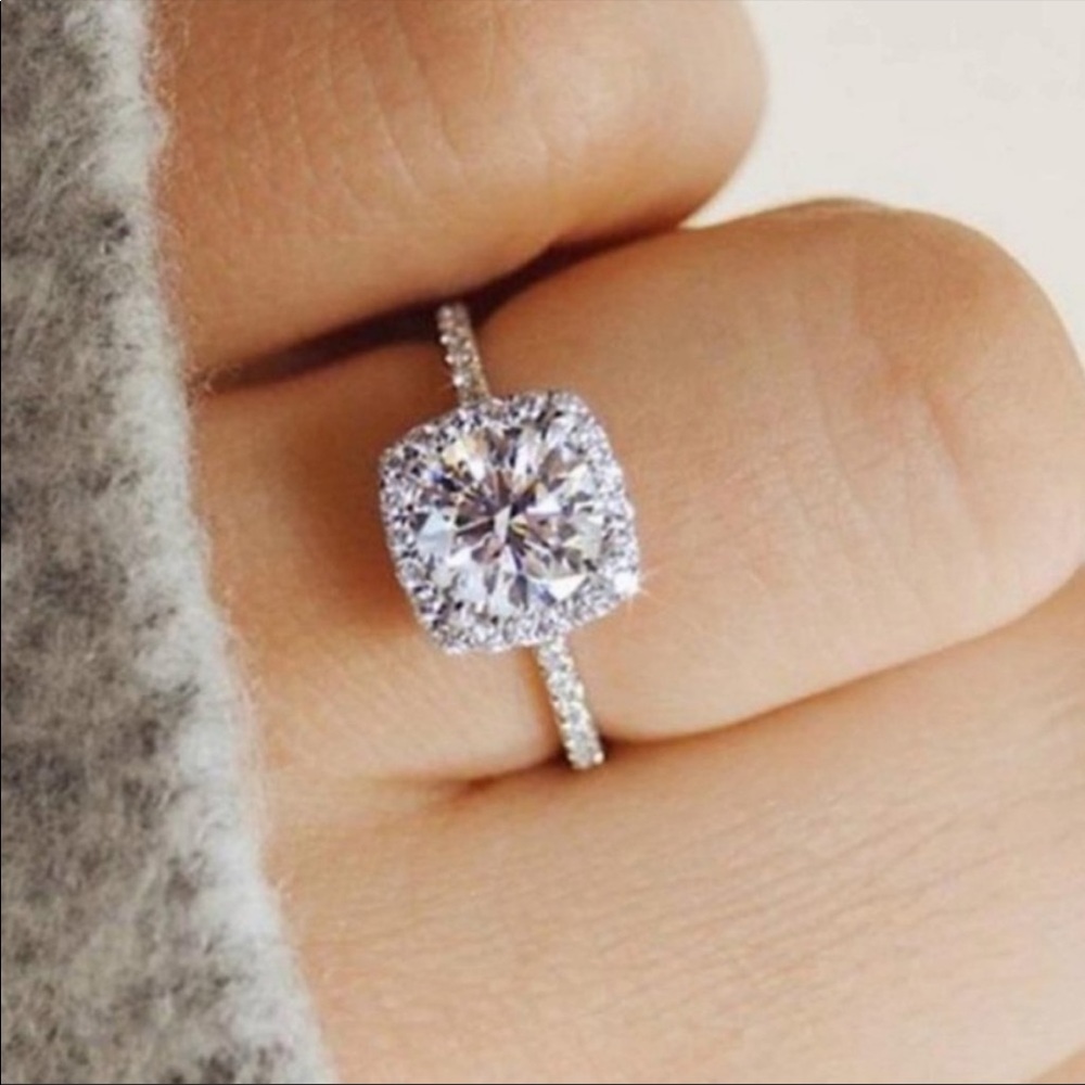 💯 NEW 925 STERLING SILVER ENGAGEMENT DIAMOND RING